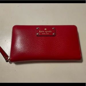 Red Leather Kate Spade Clutch Wallet